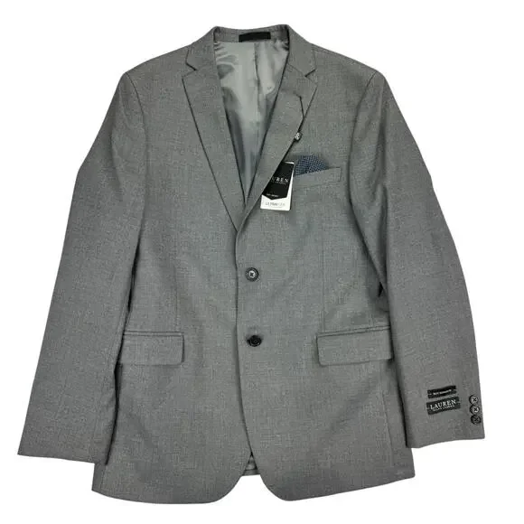 Lauren Ralph Lauren Boys UltraFlex Bloxbury Classic Fit Suit Jacket Gray 20R